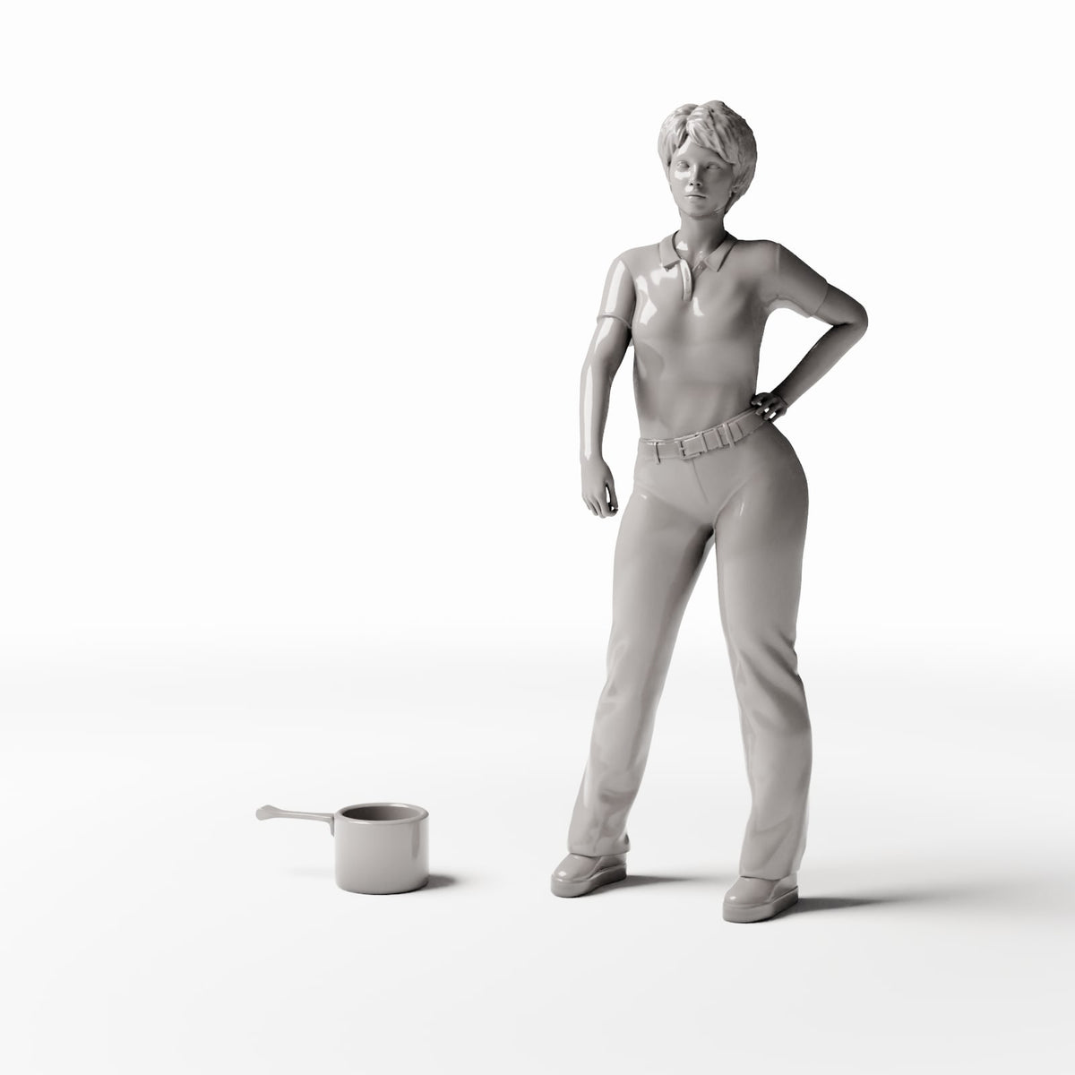 Photo produit pour diorama et modélisme 1 : Cuisine de diorama : casserole en aluminium avec poignée (Ref. 945D)