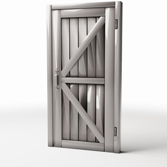 Photo produit pour diorama et modélisme 0 : Bâtiment de diorama : porte rustique en bois avec renforts en Z (Ref. 963D)