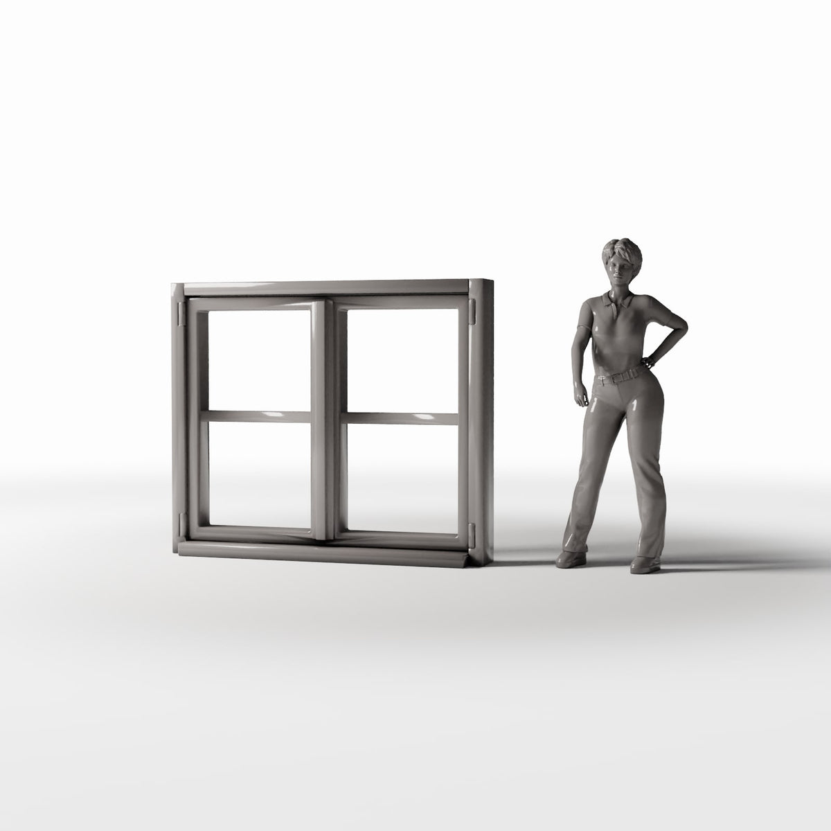 Photo produit pour diorama et modélisme 1 : Bâtiment de diorama : fenêtre rustique à deux vantaux avec appui (Ref. 967D)