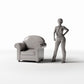 Photo produit pour diorama et modélisme 1 : Mobilier de diorama : fauteuil rembourré une place (Ref. 985D)