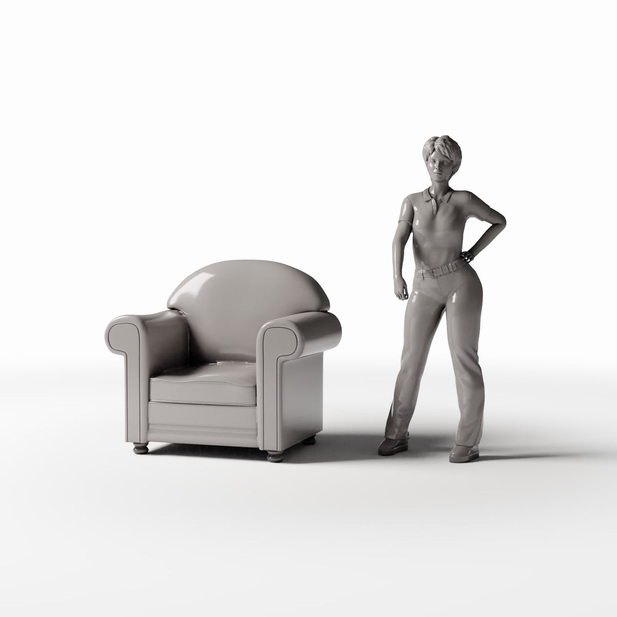 Photo produit pour diorama et modélisme 1 : Mobilier de diorama : fauteuil rembourré une place (Ref. 985D)