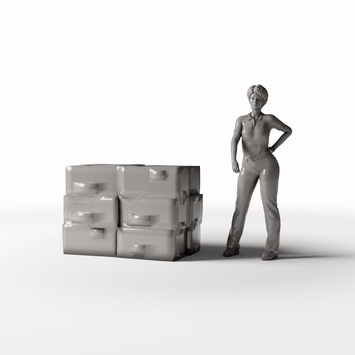 Photo produit pour diorama et modélisme 1 : Diorama d’entrepôt : pile de cartons usagés (Ref. 987D)