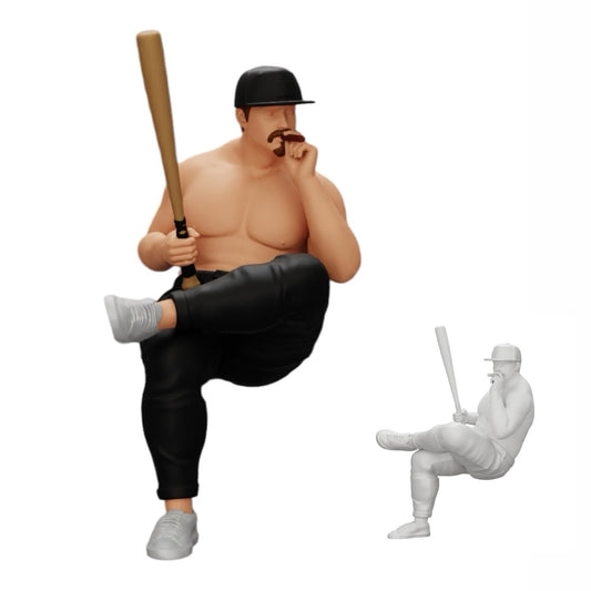 Diorama Modellbau Produktfoto 0: Sitzender Gangster mit Mütze und Baseballschläger raucht (Ref Nr. A4)
