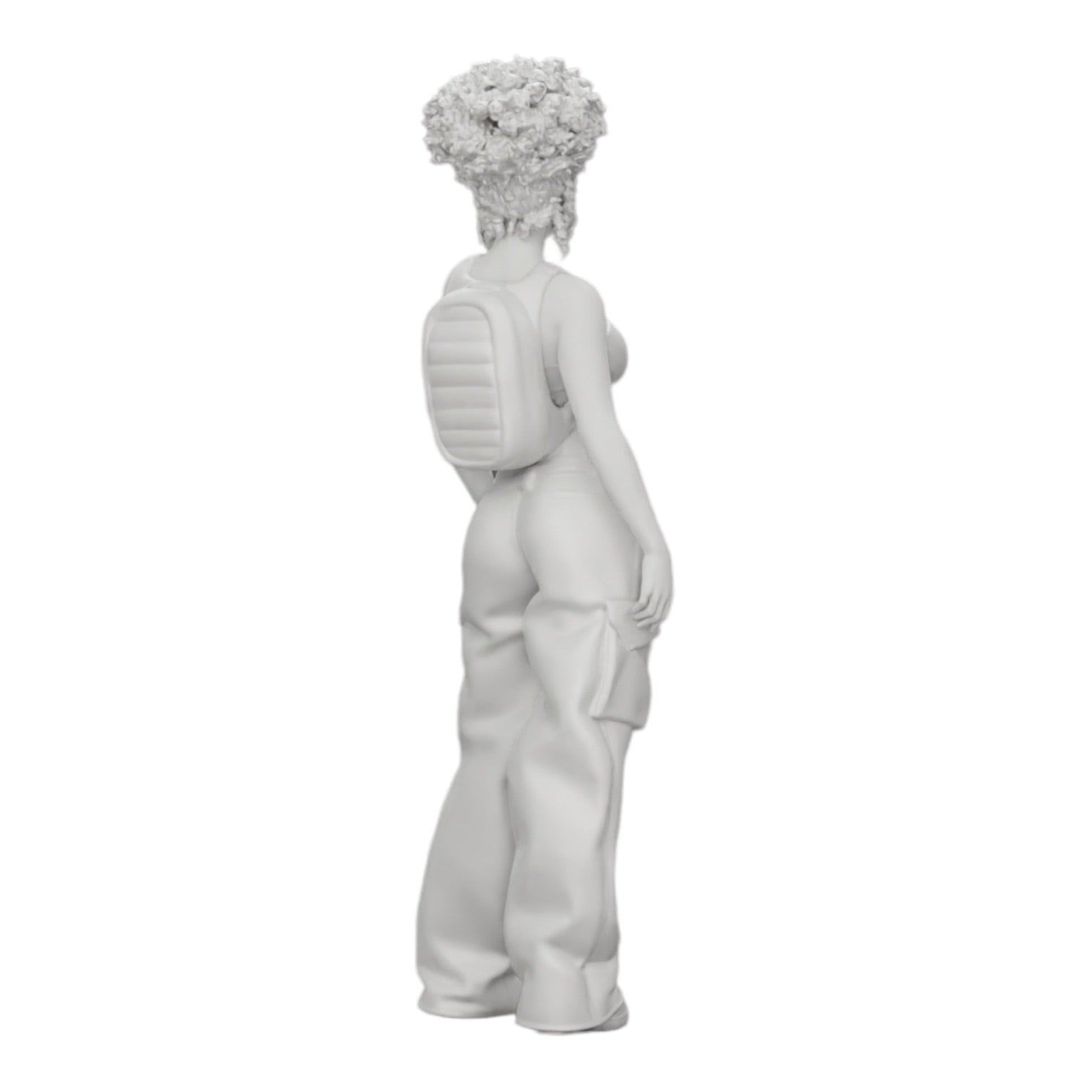 Photo de produit de modélisme diorama 0 : Femme style hip-hop avec soutien-gorge et mini-sac à dos avec cheveux bouclés (Réf. n° A15)