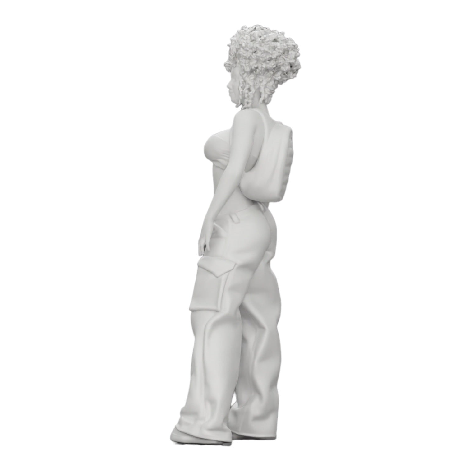 Photo de produit de modélisme diorama 0 : Femme style hip-hop avec soutien-gorge et mini-sac à dos avec cheveux bouclés (Réf. n° A15)