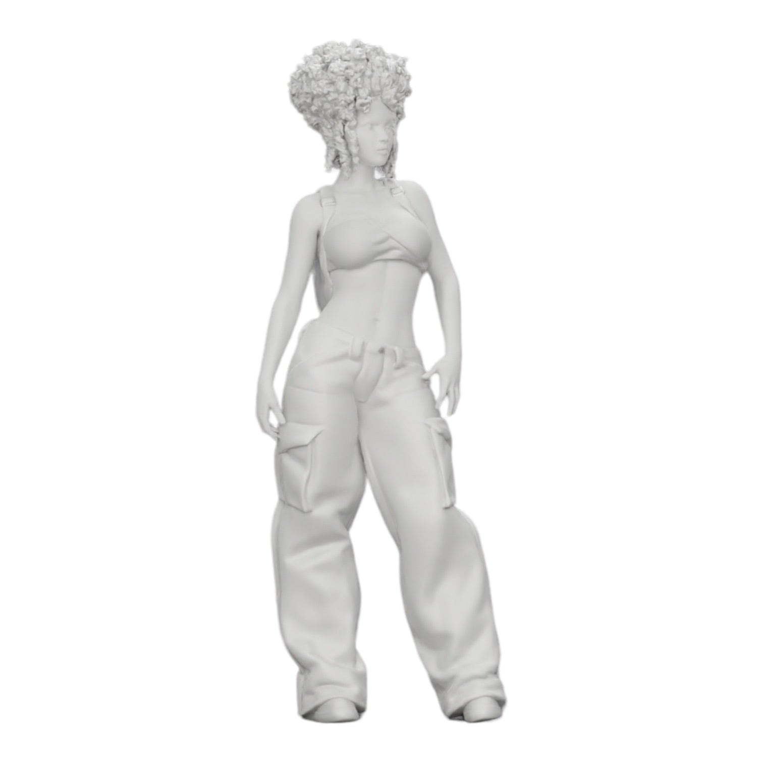 Photo de produit de modélisme diorama 0 : Femme style hip-hop avec soutien-gorge et mini-sac à dos avec cheveux bouclés (Réf. n° A15)