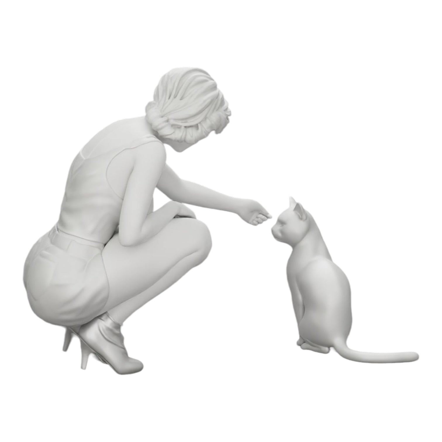 Photo de produit de modélisme diorama 0 : Jolie fille à genoux à côté de son chat (Réf n° A21)