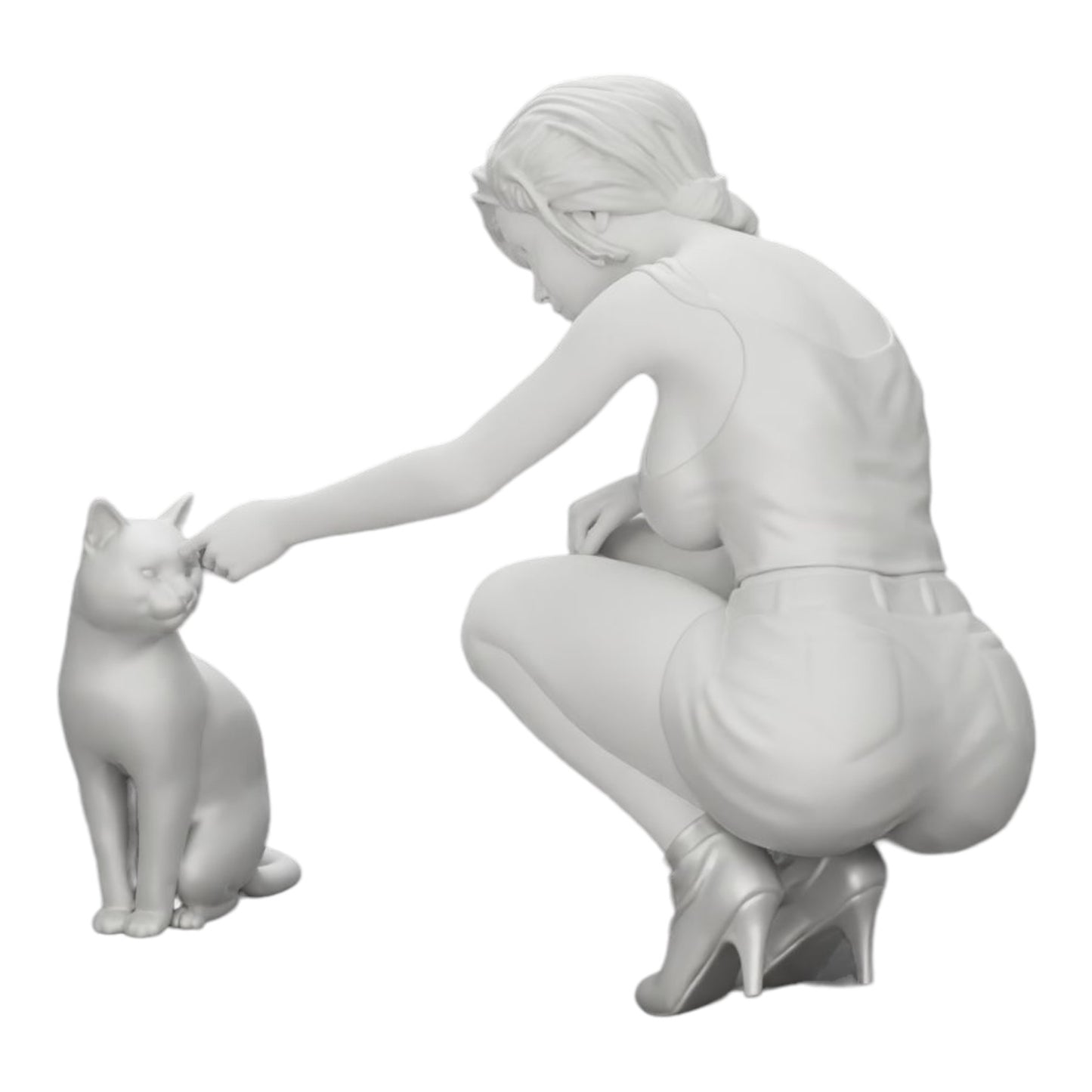 Photo de produit de modélisme diorama 0 : Jolie fille à genoux à côté de son chat (Réf n° A21)