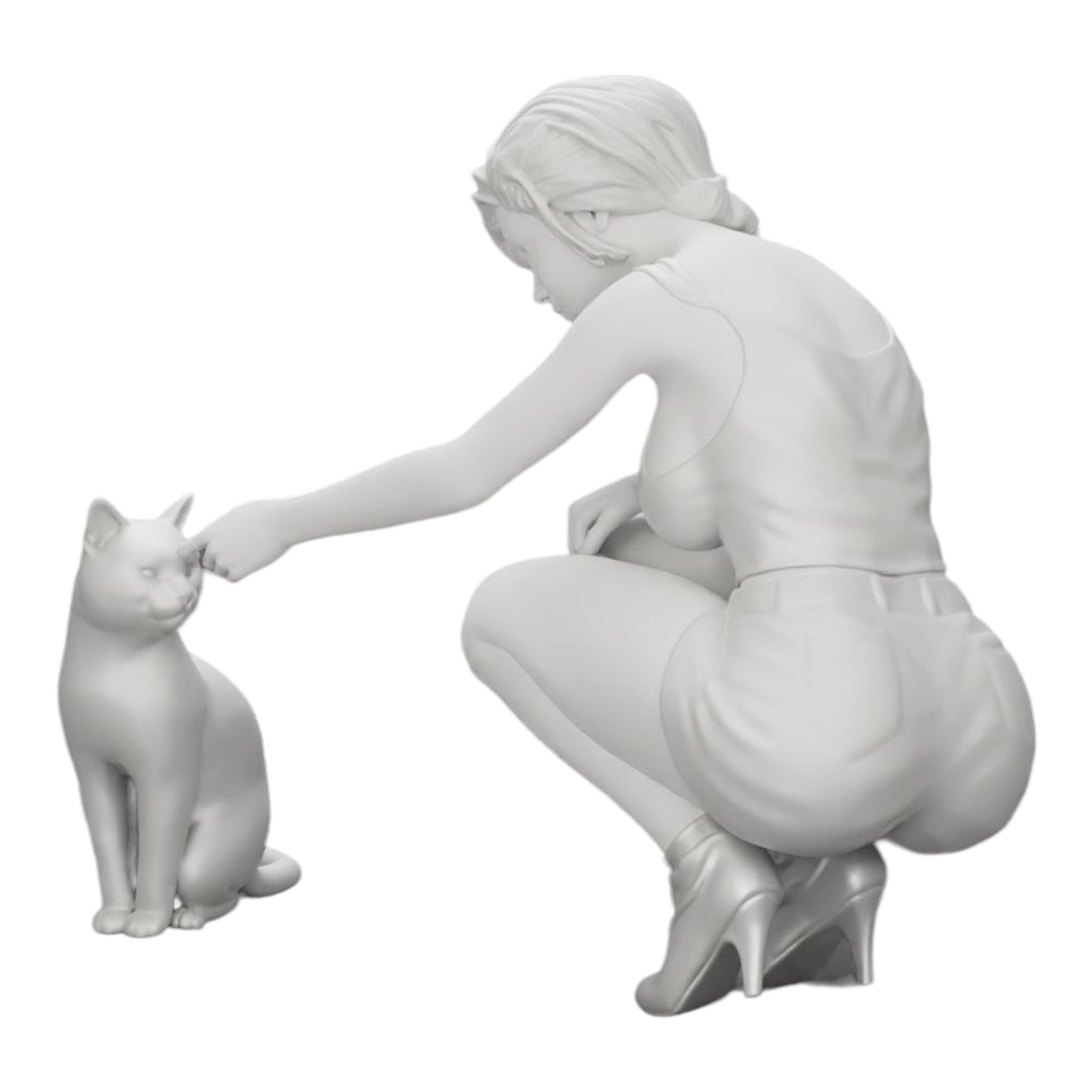 Photo de produit de modélisme diorama 0 : Jolie fille à genoux à côté de son chat (Réf n° A21)