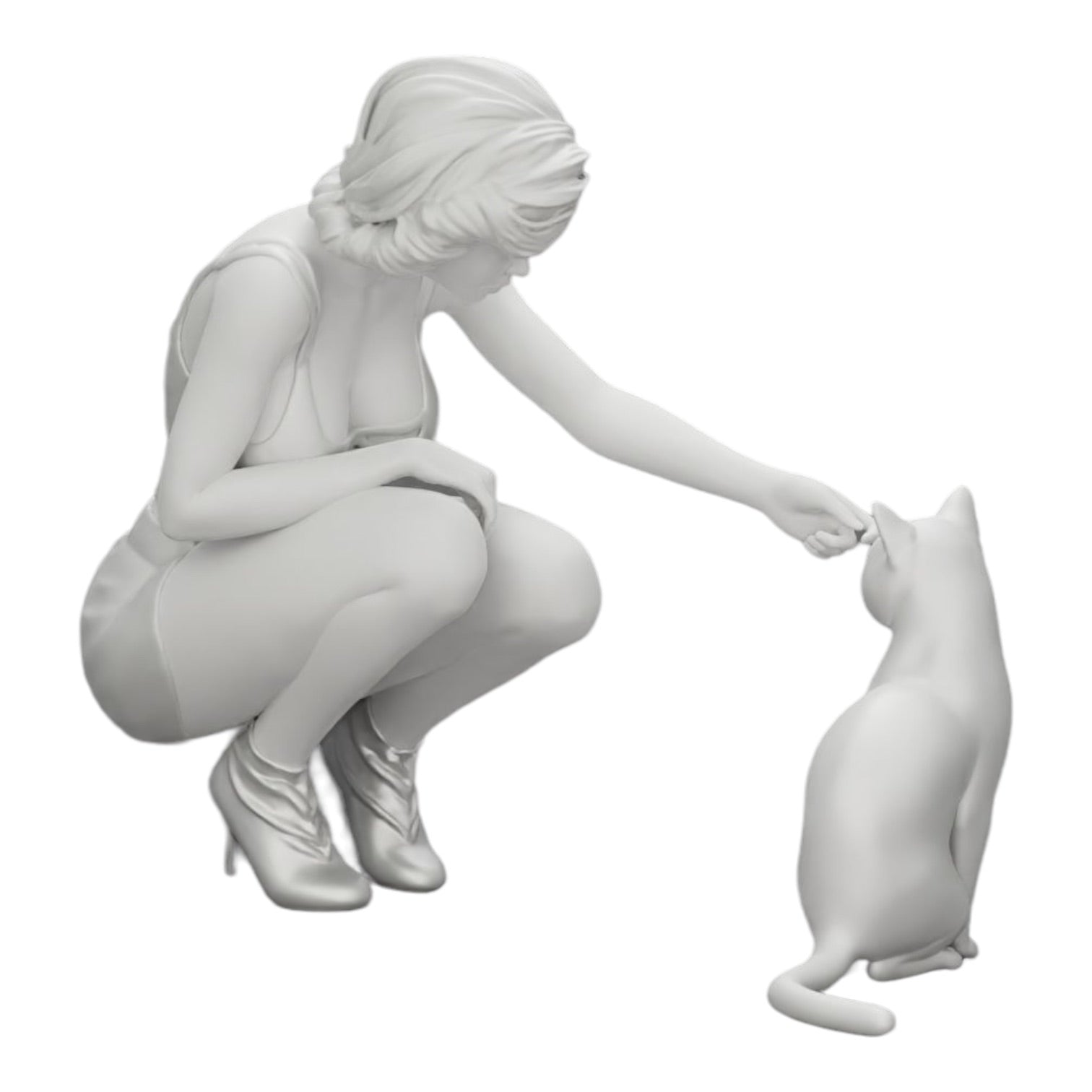 Photo de produit de modélisme diorama 0 : Jolie fille à genoux à côté de son chat (Réf n° A21)