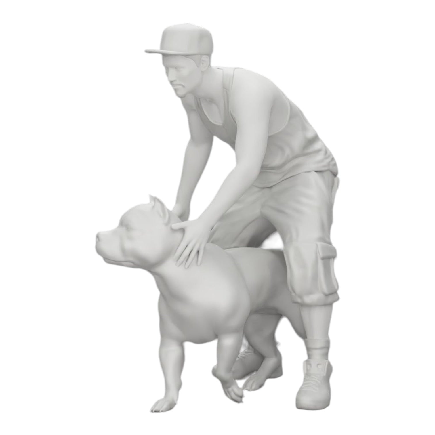 Diorama Modellbau Produktfoto 0: Gangster-Homie in Mütze mit Pitbull Hund (Ref Nr. A22)