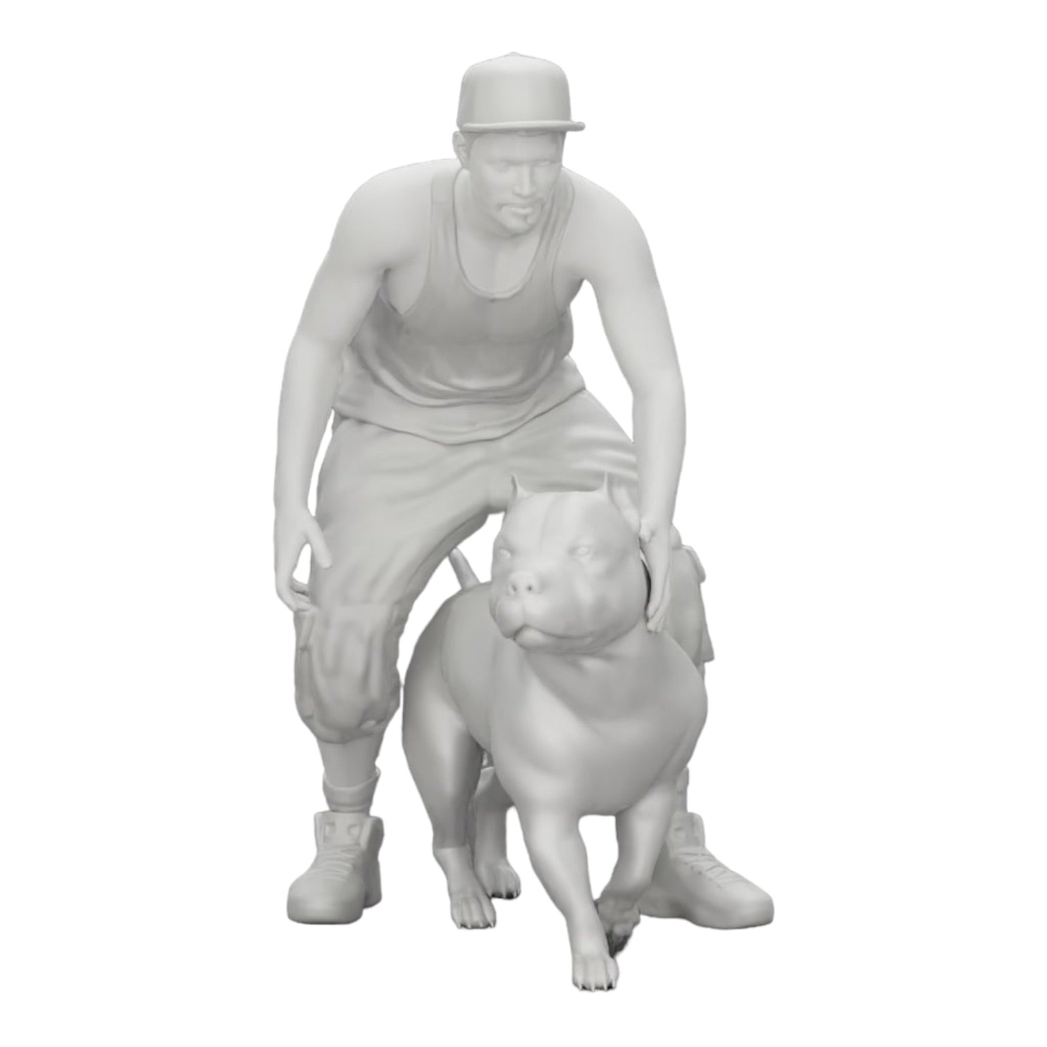 Diorama Modellbau Produktfoto 0: Gangster-Homie in Mütze mit Pitbull Hund (Ref Nr. A22)