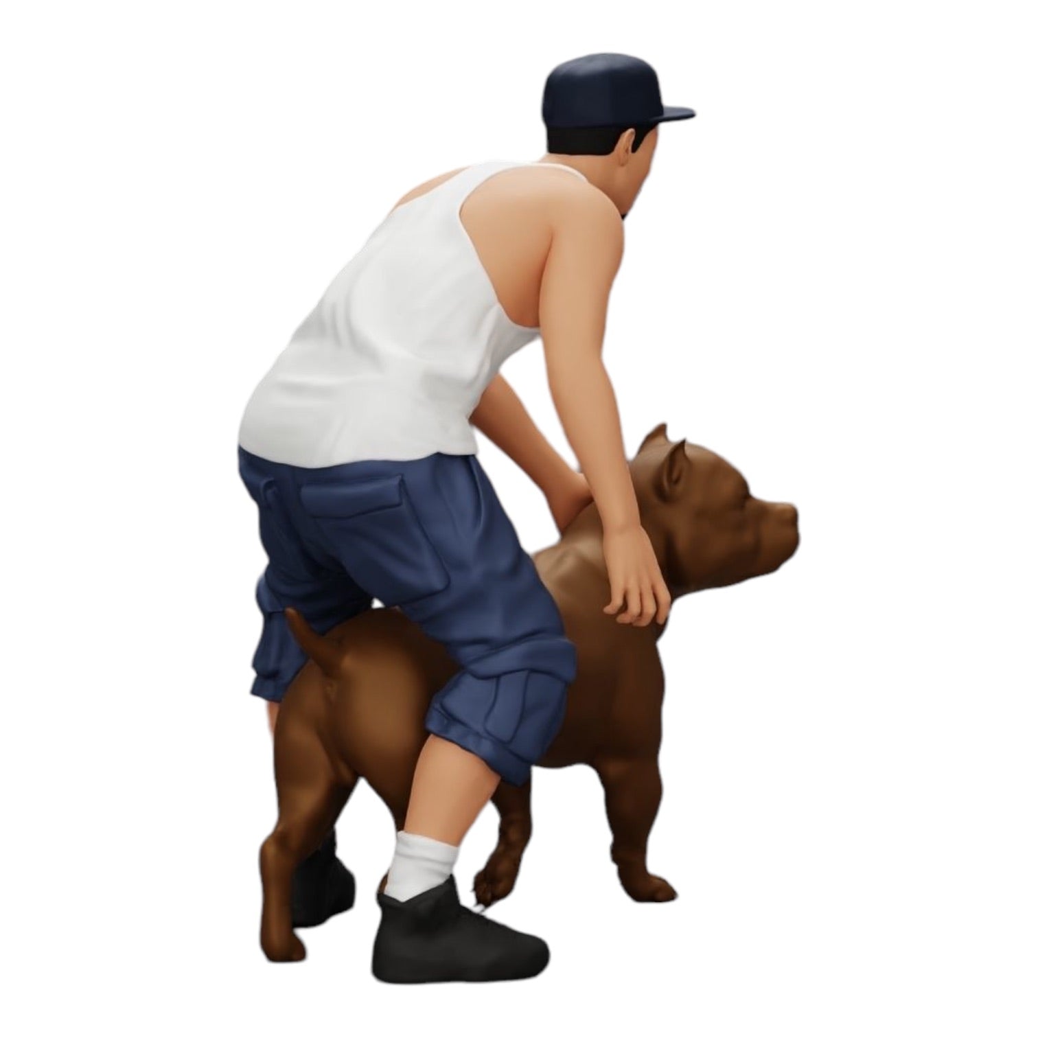 Diorama Modellbau Produktfoto 0: Gangster-Homie in Mütze mit Pitbull Hund (Ref Nr. A22)
