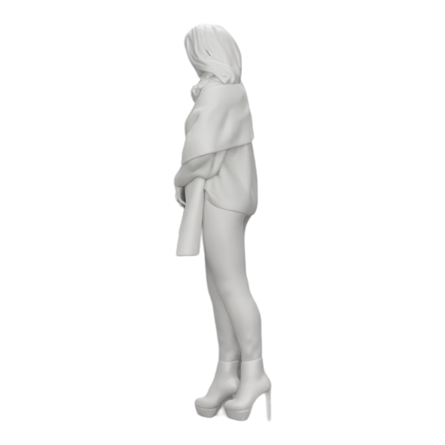 Photo de produit de modélisme diorama 0 : Femme dans le froid portant une écharpe et des chaussures à talons (Réf n° A26)