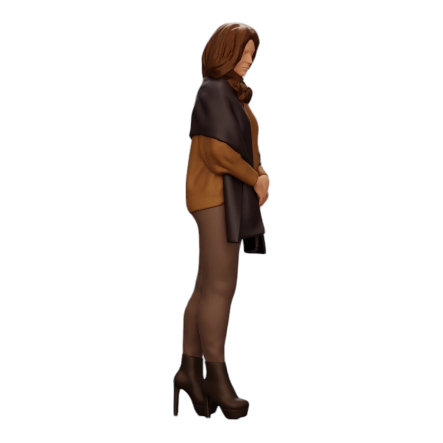 Photo de produit de modélisme diorama 0 : Femme dans le froid portant une écharpe et des chaussures à talons (Réf n° A26)