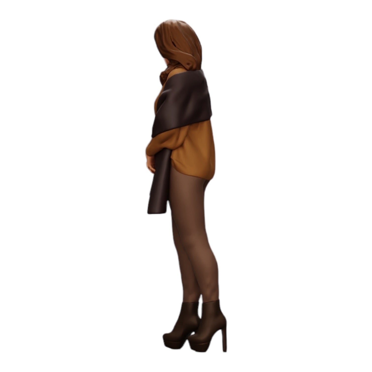 Photo de produit de modélisme diorama 0 : Femme dans le froid portant une écharpe et des chaussures à talons (Réf n° A26)