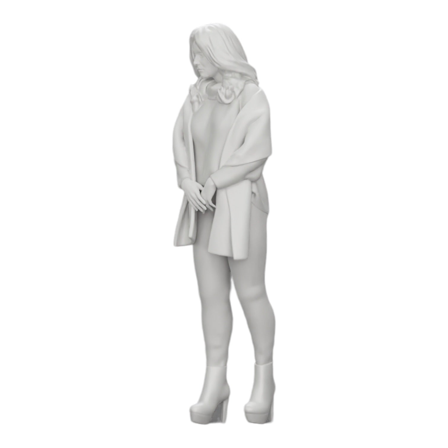 Photo de produit de modélisme diorama 0 : Femme dans le froid portant une écharpe et des chaussures à talons (Réf n° A26)
