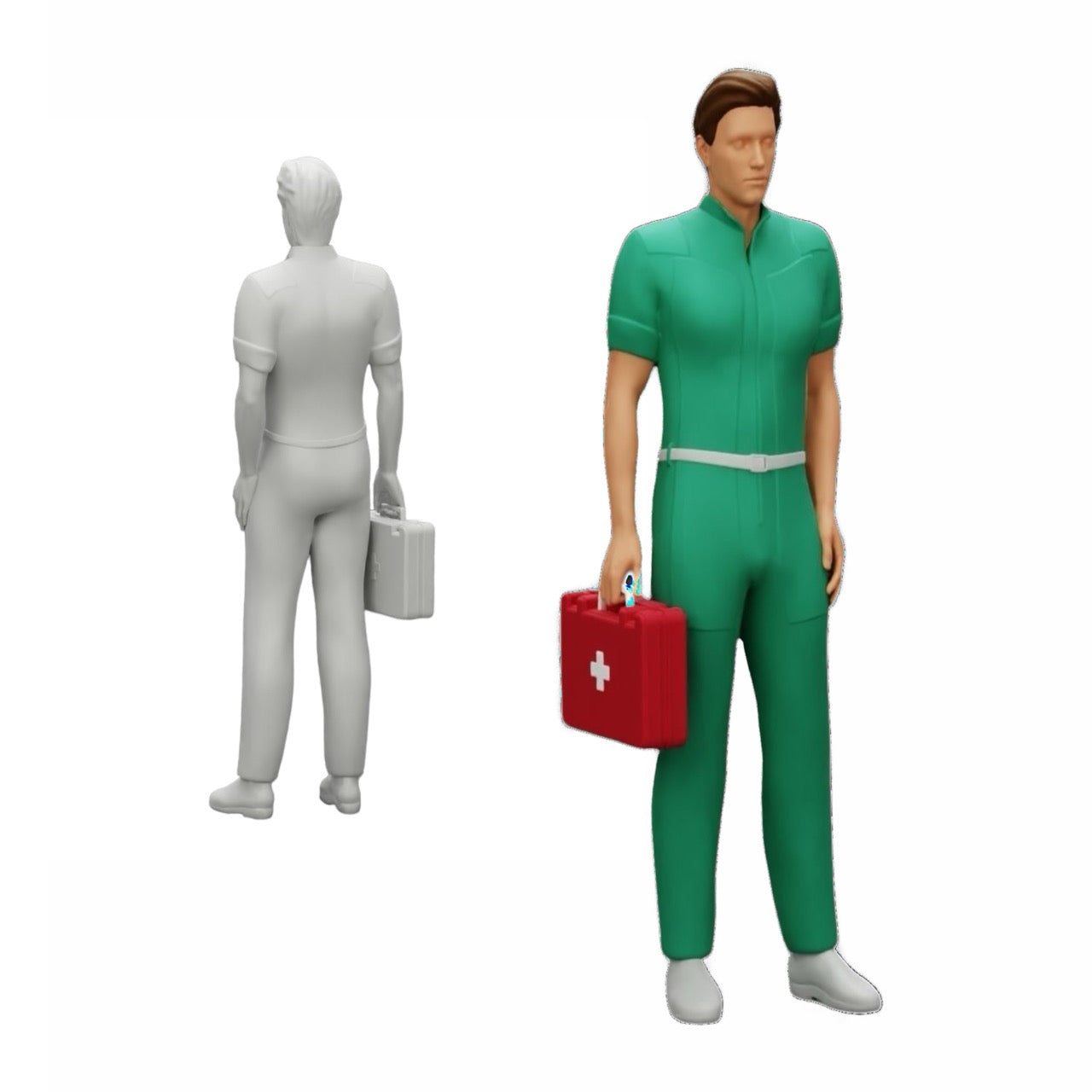 Photo de produit de modélisme diorama 0 : Un secouriste est prêt avec une trousse de premiers secours (Réf n° A28)