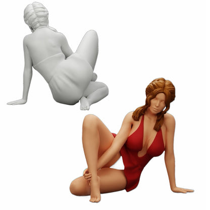 Photo de produit de modélisme diorama 0 : Femme attrayante assise en position accroupie (Réf n° A34)