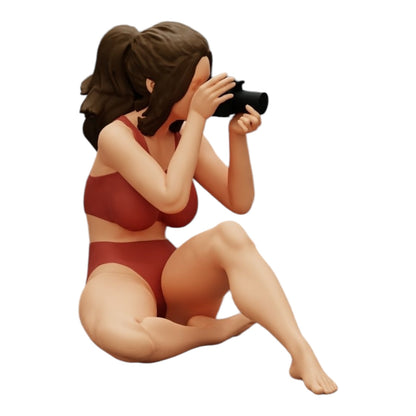 Photo de produit de modélisme diorama 0 : Photographe en bikini assise tenant une caméra (Réf n° A35)