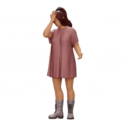 Photo de produit de modélisme diorama 0 : Jeune fille attrayante avec une longue chemise et des bottes (Réf. n° A37)