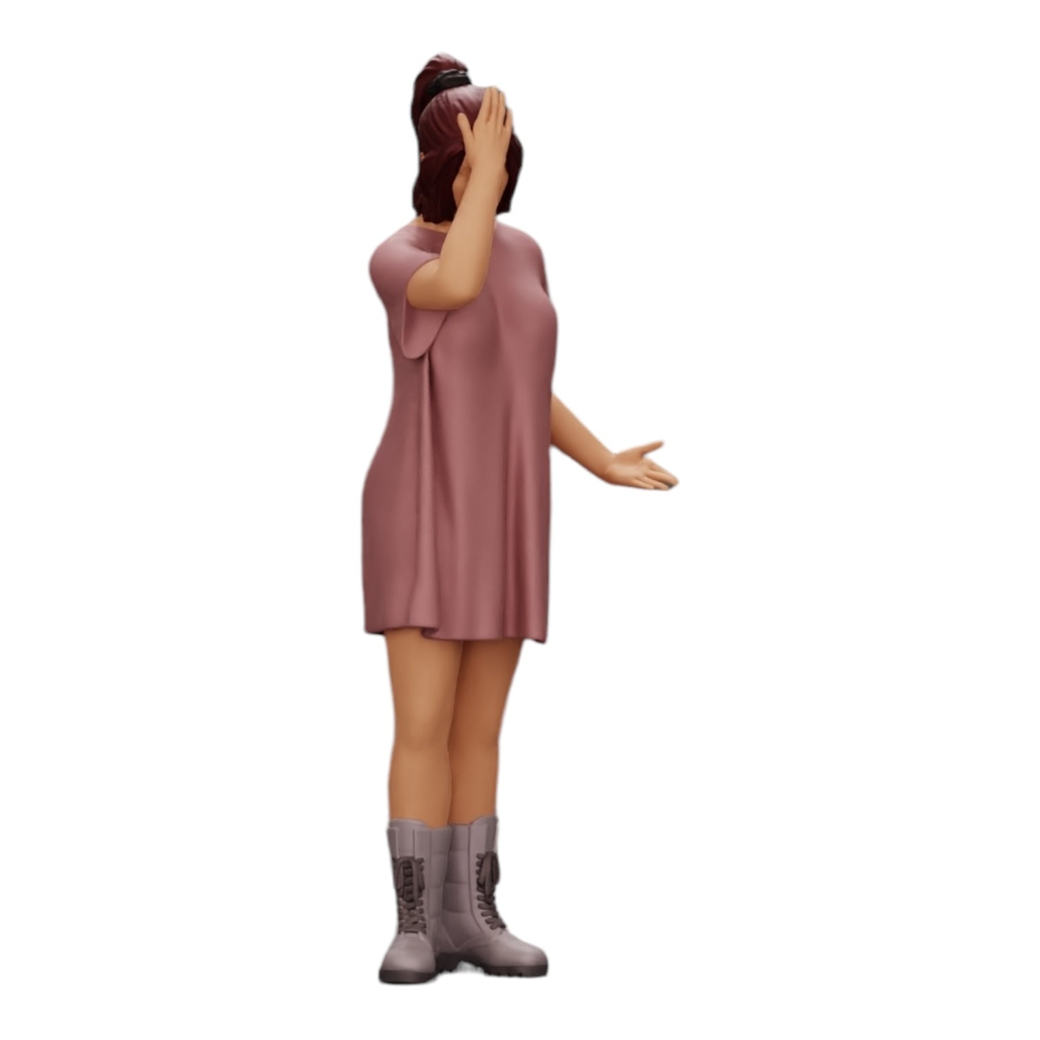 Photo de produit de modélisme diorama 0 : Jeune fille attrayante avec une longue chemise et des bottes (Réf. n° A37)