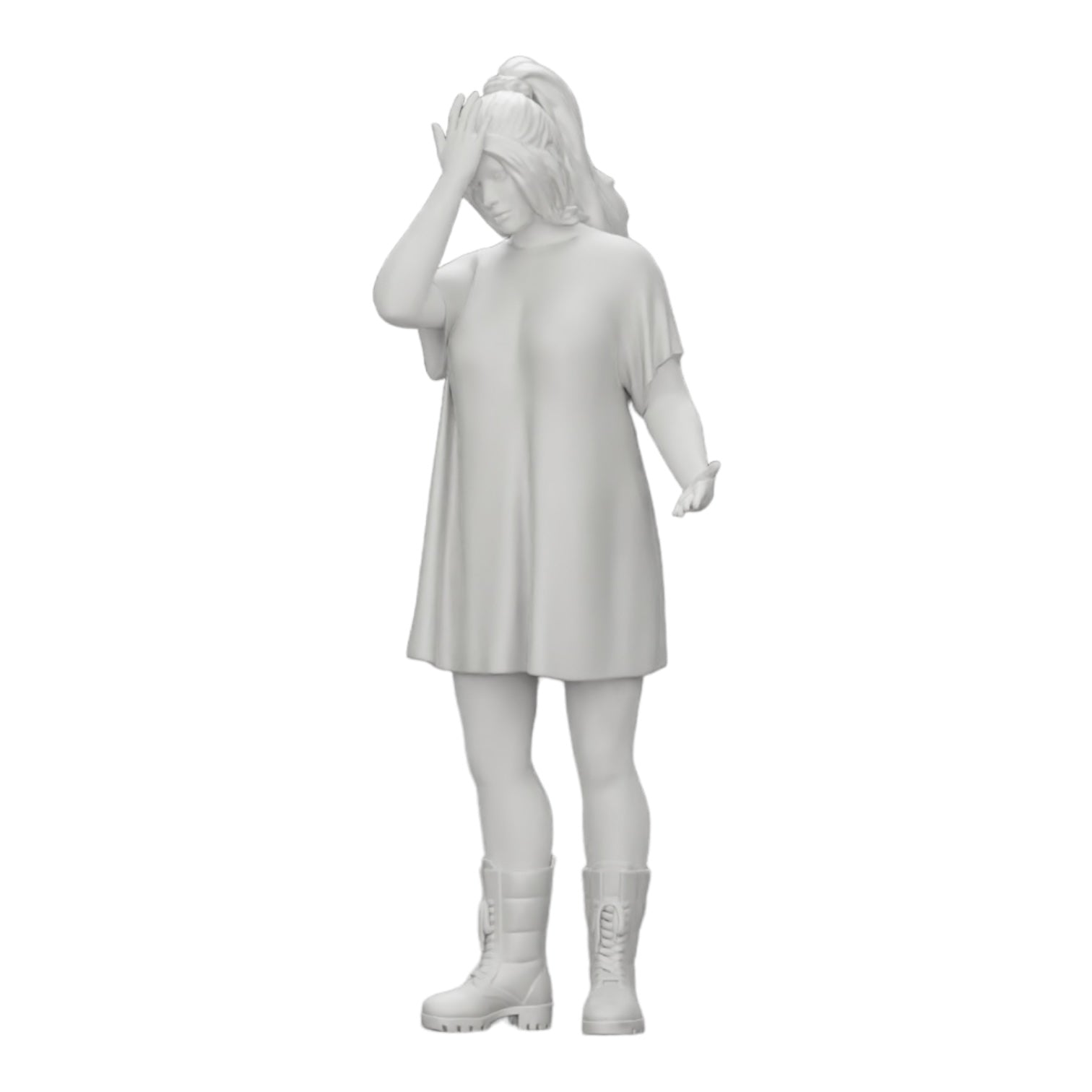Photo de produit de modélisme diorama 0 : Jeune fille attrayante avec une longue chemise et des bottes (Réf. n° A37)