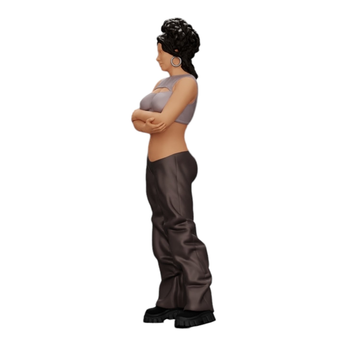 Photo de produit de modélisme diorama 0 : Fille aux cheveux bouclés en pantalon large avec les bras croisés (Ref Nr. A39)