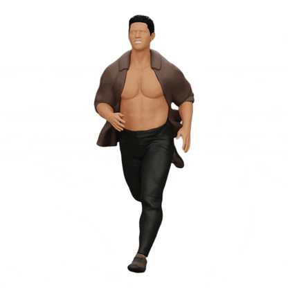 Photo de produit de diorama : homme en chemise ouverte fuyant son arrestation (Ref Nr. A41)