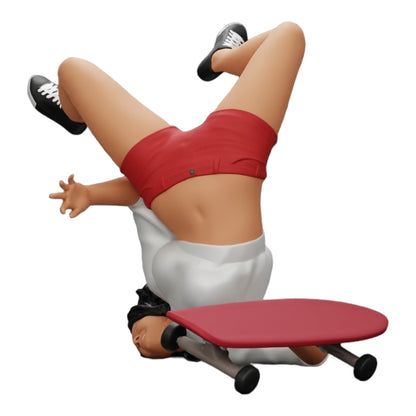 Photo de produit de modélisme diorama 0 : Fille aux cheveux bouclés tombant de son skateboard en faisant du sport (Réf n° A44)