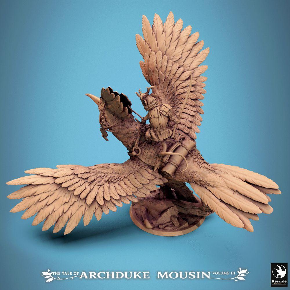 Photo du produit Tabletop 28mm Lord of the Print (LotP) 2 : Miniature Tabletop : Chevalier Souris sur Huppe - Cavalier Aérien de la Cavalerie avec Sabre, Figurine de Héros de Skirmish, Cavalier de Bête (25_07_E1)