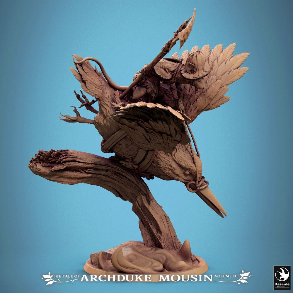 Photo de produit Tabletop 28mm Lord of the Print (LotP) 1 : Miniature Tabletop : Chevalier Souris sur Martin-Pêcheur, Halbardier Cavalier en chute, Champion de Cavalerie (Chute du Martin-Pêcheur) (25_07_F1)