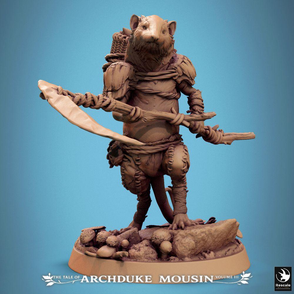 Photo de produit Tabletop 28mm Lord of the Print (LotP) 0 : Miniature Tabletop : Souris Guerrier avec Glaive, Éclaireur Rôdeur des Rongeurs, Guerrier de Tribu des Rats avec Arme Longue (25_07_K3)