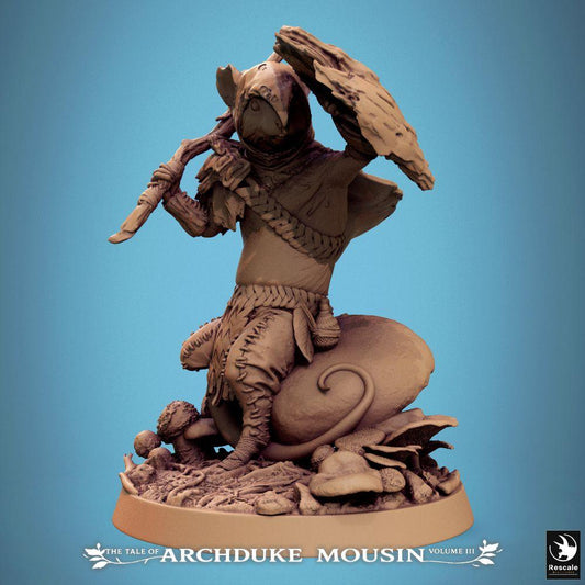 Photo de produit Tabletop 28mm Lord of the Print (LotP) 0 : Miniature Tabletop : Guerrier Souris, Rat-Homme Rôdeur/Scélérat, Éclaireur/Flanqueur avec Dague Courbe et Bouclier en Feuille (25_07_I3)