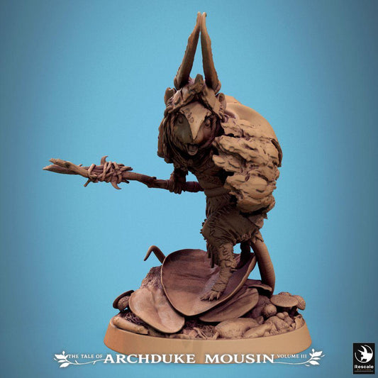 Photo de produit Tabletop 28mm Lord of the Print (LotP) 0 : Miniature Tabletop : Homme-rat Chaman/Druide, Guerrier de tribu, Porteur de lance - chasseur embusqué de la nature (25_07_I7)