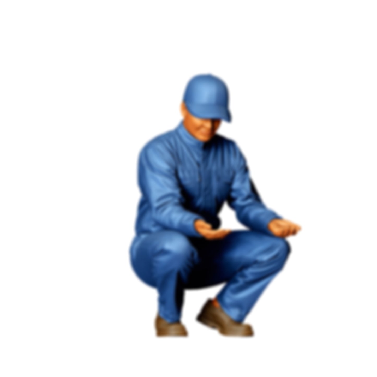 3DP Miniatures 1: Kniende Figur: Autolackierer mit Kappe (Ref. Nr. 484)