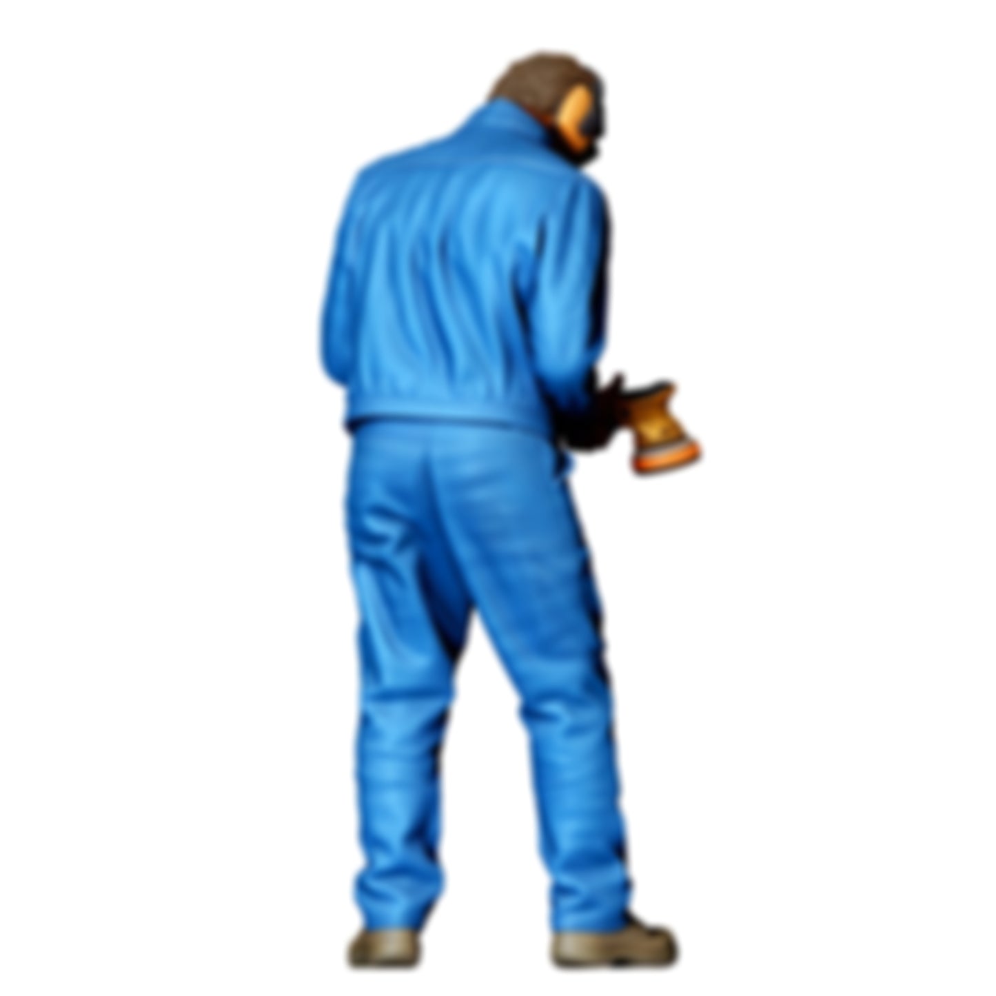 3DP Miniatures 1: Stehende Figur: Karosseriemechaniker im Overall mit Hand-Elektrowerkzeug (Ref. Nr. 486)