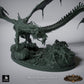 Photo de produit Tabletop 28mm Lord of the Print (LotP) 7: Tabletop Ensemble de miniatures fantastiques : Chasse au Dragon Noir - Dragon Noir avec chiens de chasse sur base rocheuse scénographique (26_03_A1)