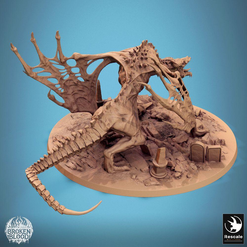 Photo de produit Tabletop 28mm Lord of the Print (LotP) 4 : Miniature Tabletop : Wyverne squelette mort-vivant, dragon de squelette et bête de tombeau, créature boss - Bann Wyvern (24_11_E1)