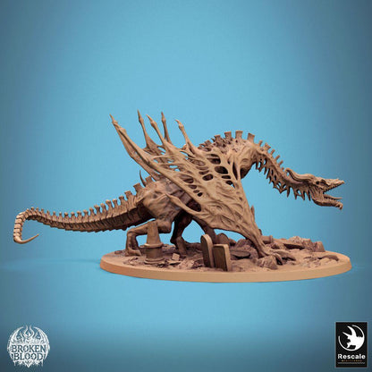 Photo de produit Tabletop 28mm Lord of the Print (LotP) 6 : Miniature Tabletop : Wyverne squelette mort-vivant, dragon des os et bête de tombeau, créature boss - Bann Wyvern (24_11_E1)
