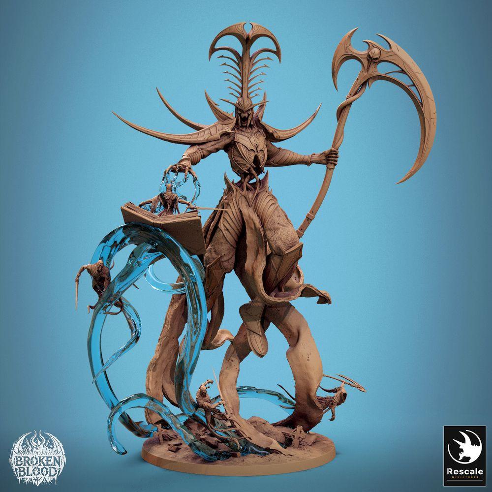 Photo de produit Tabletop 28mm Lord of the Print (LotP) 0 : Miniature Tabletop : Seigneur des démons Velkaran le Déchu, Invocateur des Abîmes & Maître des Faux à double lame, Champion du Chaos, Miniature de Boss (24_11_G)