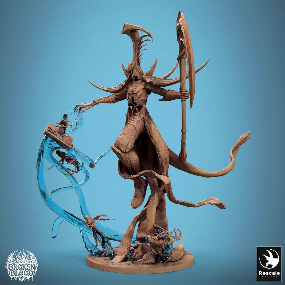 Photo de produit Tabletop 28mm Lord of the Print (LotP) 1 : Miniature Tabletop : Seigneur des démons Velkaran le Déchu, Invocateur des Abîmes & Maître des Faux à doubles lames, Champion du Chaos, Miniature de Boss (24_11_G)