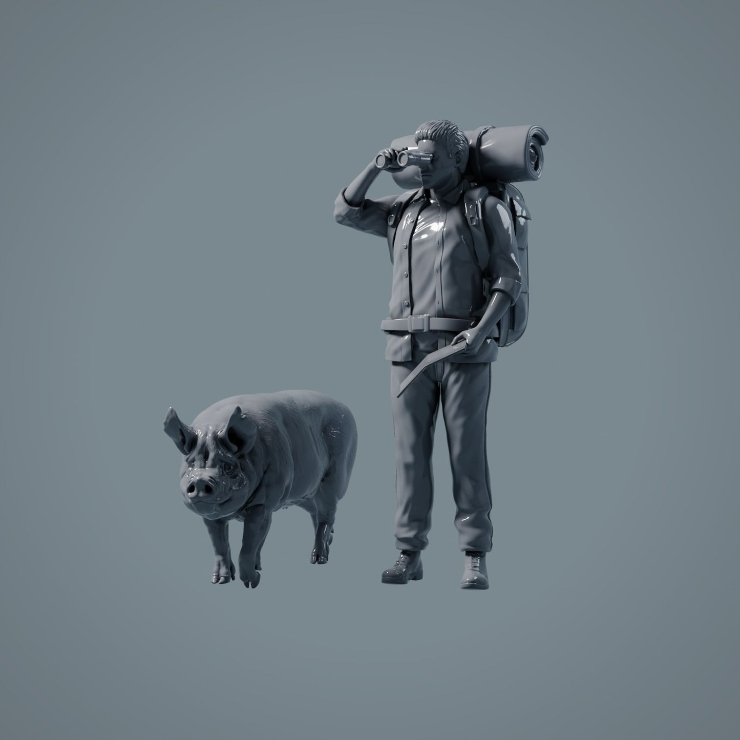 Figurines d'animaux de ferme : Sanglier marchant - Cochon Berkshire (a040)