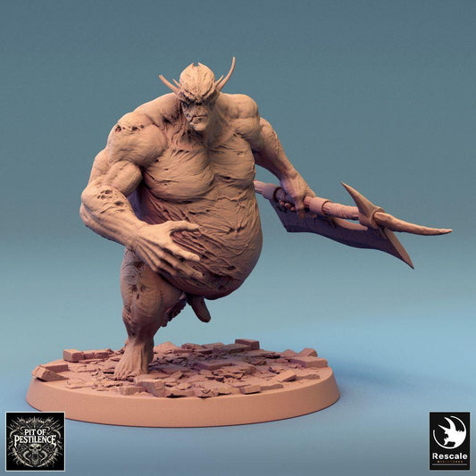 Photo du produit Tabletop 28mm Lord of the Print (LotP) 0 : Miniature Tabletop : Exécuteur Ogre Démon avec Hallebarde à crochets, infanterie monstrueuse, seigneur ogre, monstre boss (24_08_D11)