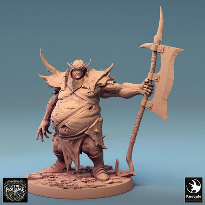 Photo de produit Tabletop 28mm Lord of the Print (LotP) 0 : Miniature Fantasy : Ogre Bourreau, Exécuteur, Guerrier du Chaos avec Hallebarde, Combattant à Pique Warlord (24_08_D4)