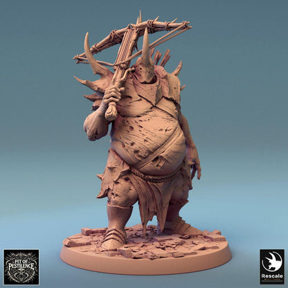 Photo de produit Tabletop 28mm Lord of the Print (LotP) 0 : Miniature Tabletop : Guerrier de la peste Exécuteur avec arbalète lourde - Guerrier du Chaos/Mutant, tireur monstrueux, figurine de boss (24_08_D9)