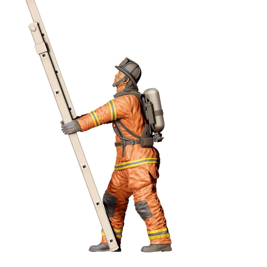 Diorama Modellbau Produktfoto 0: Feuerwehrmann Amerikanisch - Hält Leiter hinten (Ref. Nr. 310)
