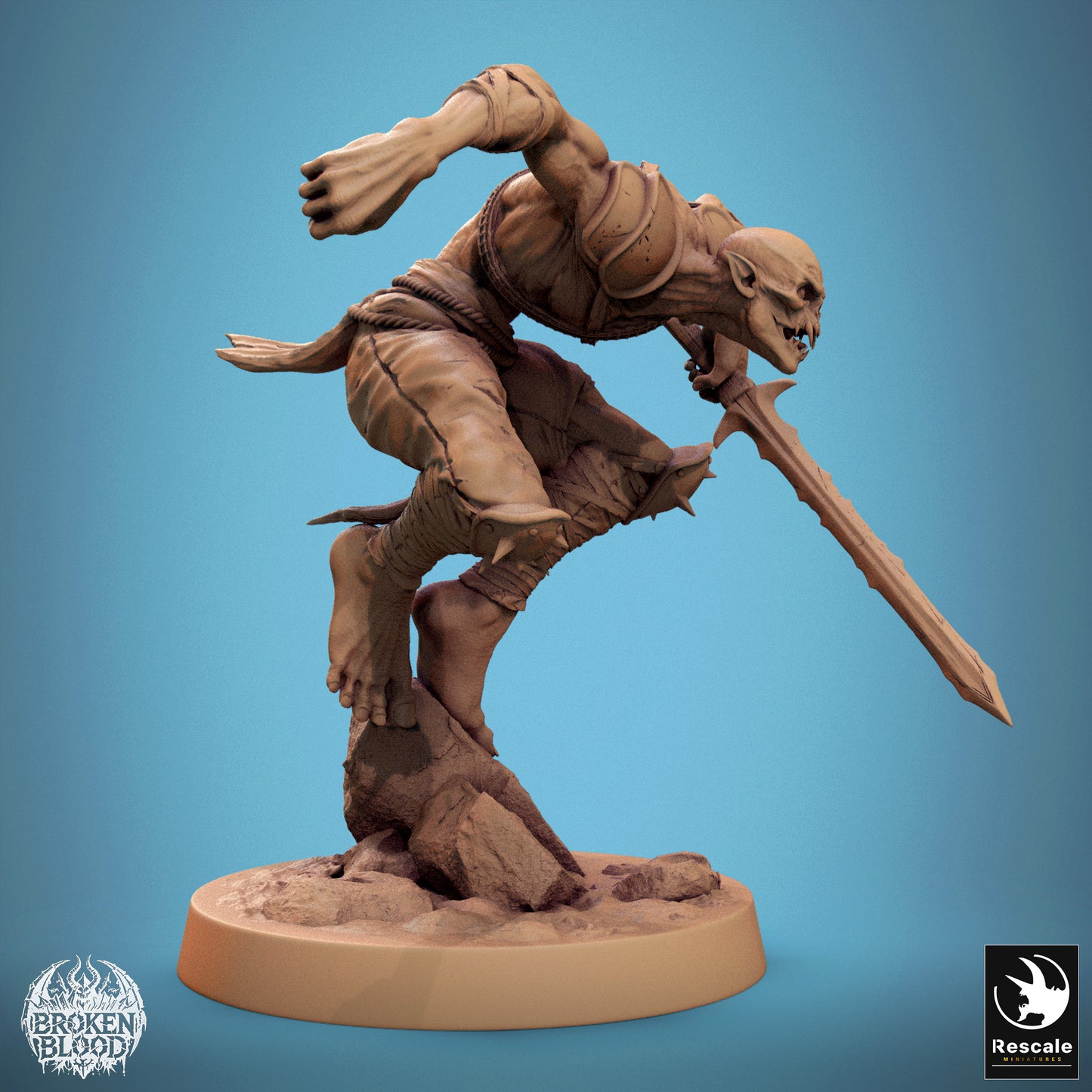 Photo de produit Tabletop 28mm Lord of the Print (LotP) 1 : Figurine Tabletop : Ghul-Berserker et Assassine avec lance, attaque sautée, monstre de Wargaming mort-vivant, combattant de mêlée (24_11_C3)