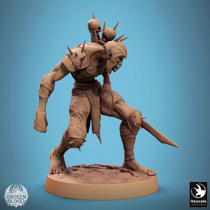 Photo de produit Tabletop 28mm Lord of the Print (LotP) 1 : Miniature Tabletop : Ghoul Ravager, Berserker Mort-vivant et Maraudeur avec épée grossièrement forgée, adversaire de donjon, frappeur de bande (24_11_C7)