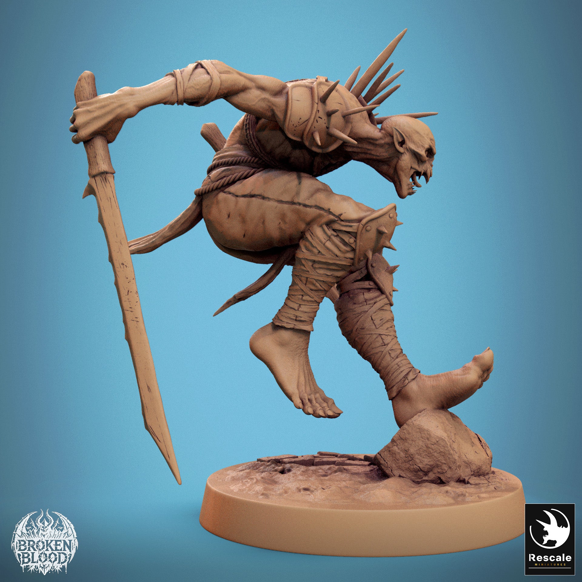 Photo de produit Tabletop 28mm Lord of the Print (LotP) 1 : Miniature Tabletop : Ghoul Dévastateur, atterrissage mortel en saut, guerrier crâne avec lames osseuses, élite monstrueuse de combat rapproché (24_11_C13)